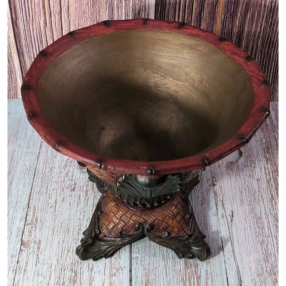 Rare  Exotic Artisan Ornate Footed Fruit Bowl  Pottery Centerpiece Heavy 4.4 lbs - Picture 11 of 17